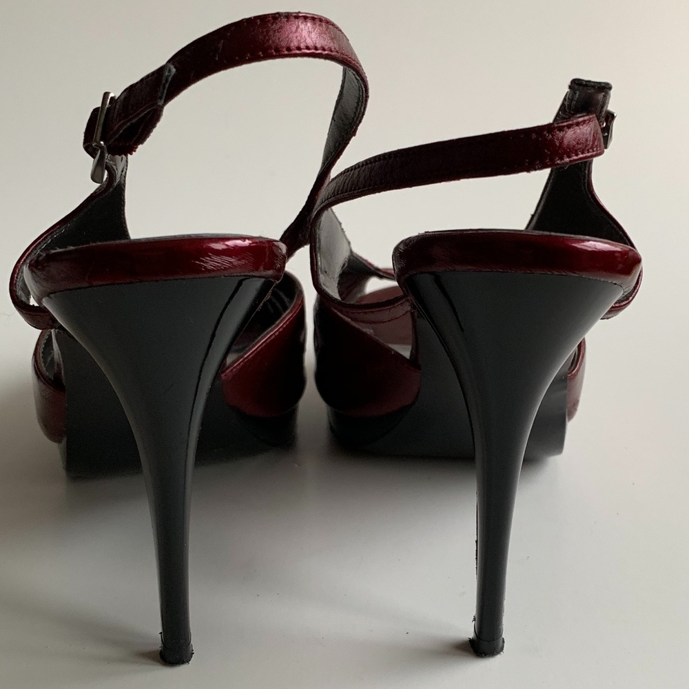 Carlos Ruby Red Peep Toe High Heel Size 9 - image 6